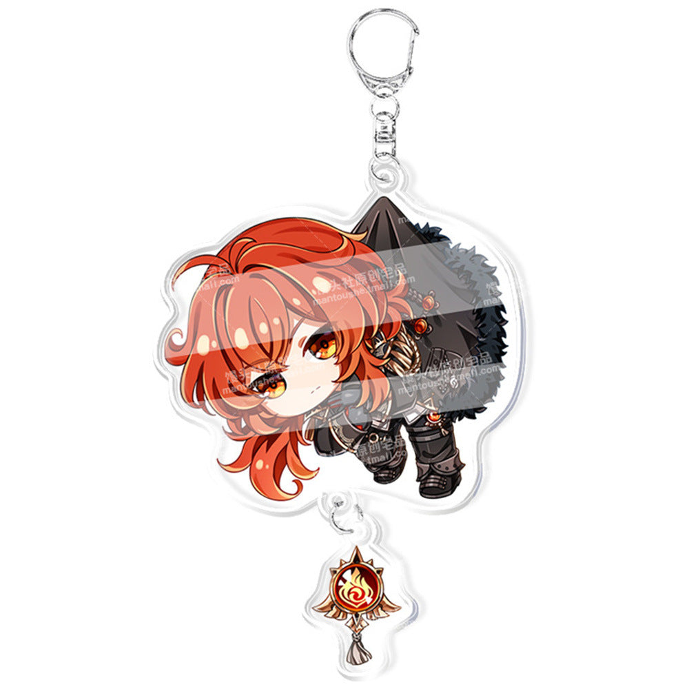 Custom Keychain UV Printed Genshin Cosplay Fan Gift Transparent Holographic Acrylic Keychain