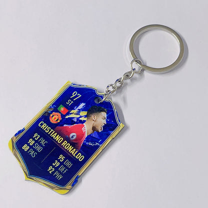 Football Player Scorecard Acrylic Keychain | UV Printed Sports Fan Collectible