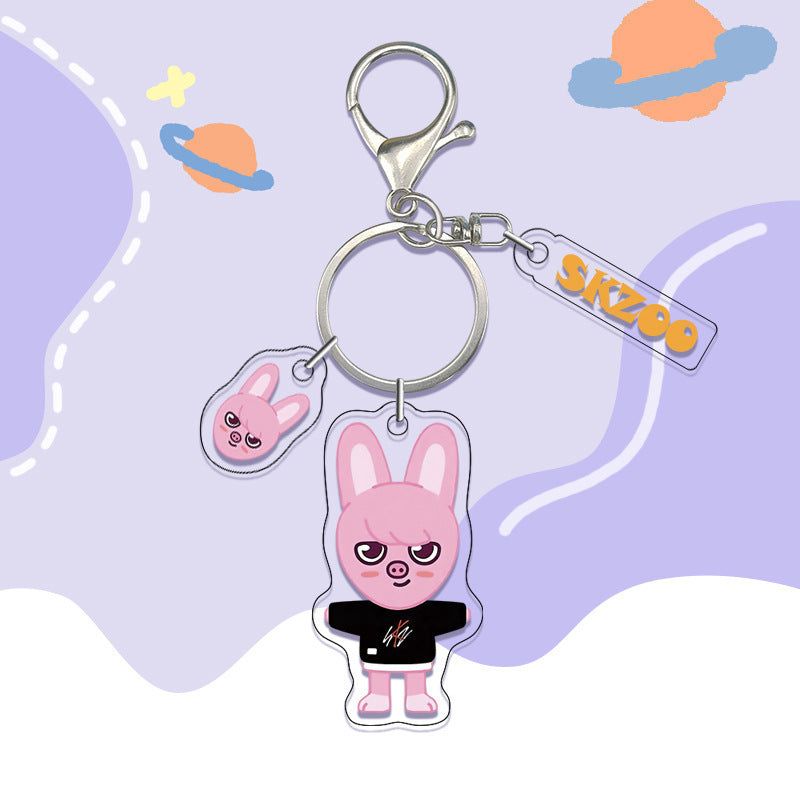 Kpop Idol  Custom  Acrylic Stray kids Keychain Double-Sided UV Printed Cartoon Charm DIY Pendant for Gifts Souvenirs