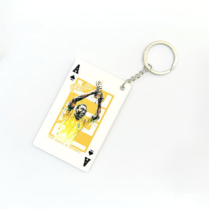 Basketball Player Card Acrylic Keychain | Cartoon Sports Collectible Keyring