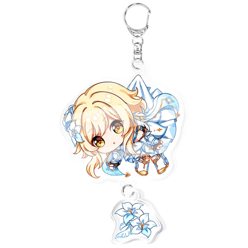 Custom Keychain UV Printed Genshin Cosplay Fan Gift Transparent Holographic Acrylic Keychain