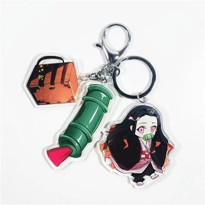 Demon Slayer Acrylic Keychain with Sword  Tanjiro Kamado, Zenitsu Agatsuma, Nezuko Kamado Anime Keyring Pendant