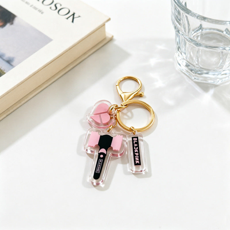 Custom Kpop Style Acrylic Light Keychain  Cartoon Photo Pendant for Gifts Souvenirs Fans