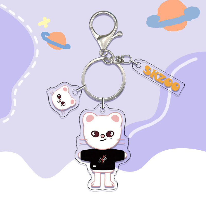 Kpop Idol  Custom  Acrylic Stray kids Keychain Double-Sided UV Printed Cartoon Charm DIY Pendant for Gifts Souvenirs