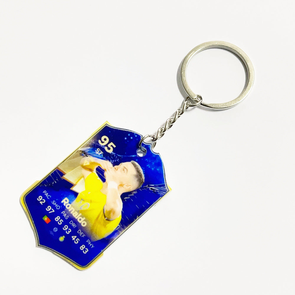 Football Player Scorecard Acrylic Keychain | UV Printed Sports Fan Collectible