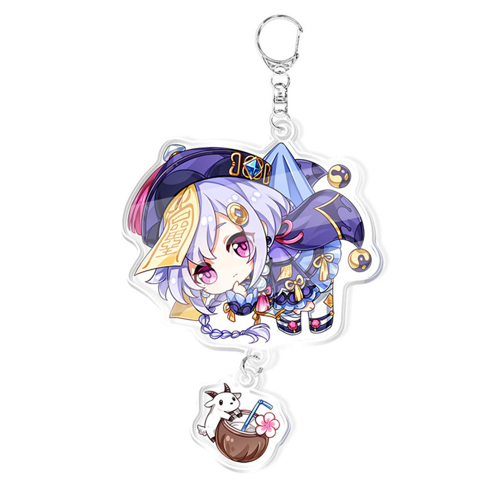 Custom Keychain UV Printed Genshin Cosplay Fan Gift Transparent Holographic Acrylic Keychain