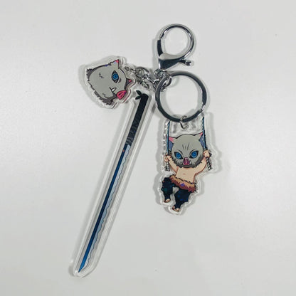 Demon Slayer Acrylic Keychain with Sword  Tanjiro Kamado, Zenitsu Agatsuma, Nezuko Kamado Anime Keyring Pendant