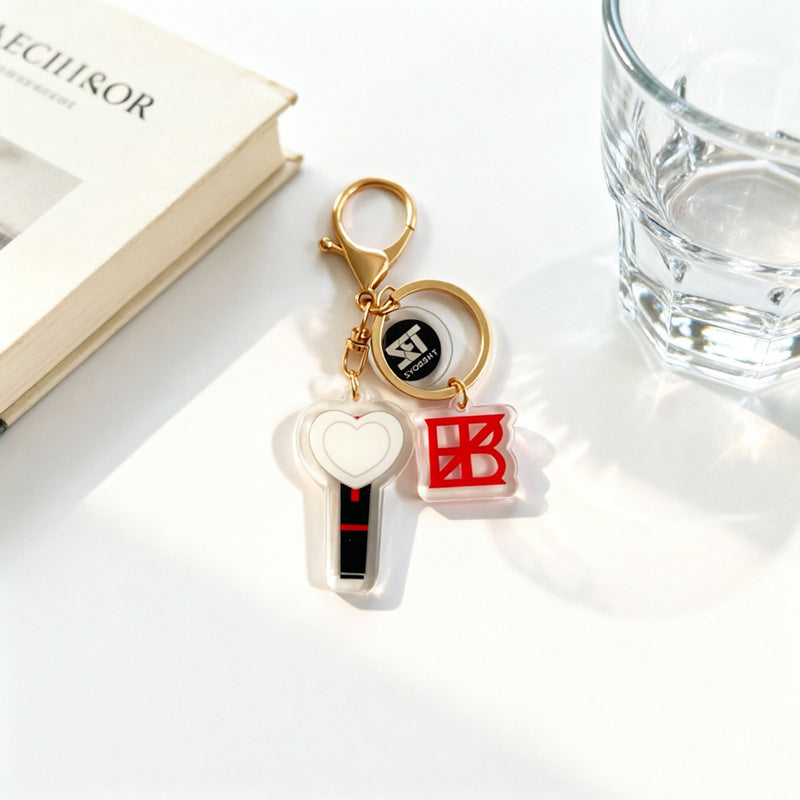 Custom Kpop Style Acrylic Light Keychain  Cartoon Photo Pendant for Gifts Souvenirs Fans