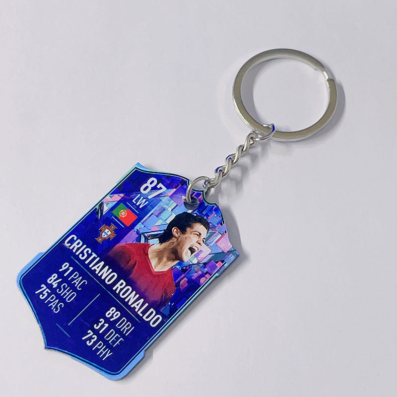Football Player Scorecard Acrylic Keychain | UV Printed Sports Fan Collectible