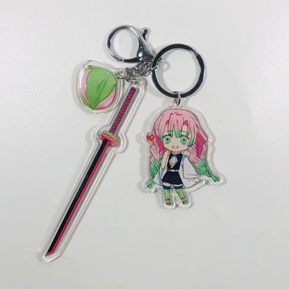 Demon Slayer Acrylic Keychain with Sword  Tanjiro Kamado, Zenitsu Agatsuma, Nezuko Kamado Anime Keyring Pendant