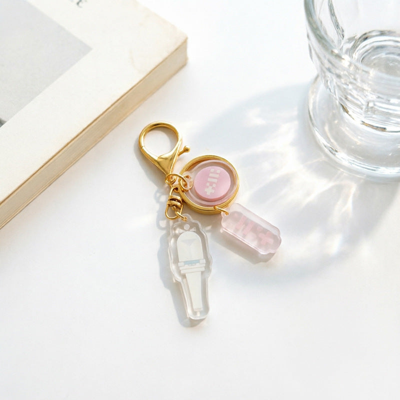 Custom Kpop Style Acrylic Light Keychain  Cartoon Photo Pendant for Gifts Souvenirs Fans