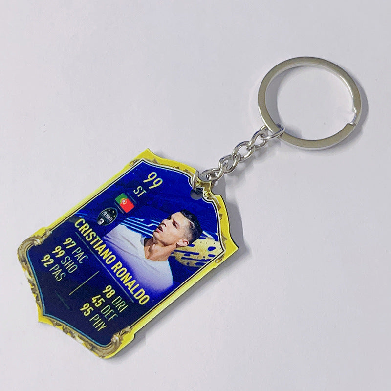 Football Player Scorecard Acrylic Keychain | UV Printed Sports Fan Collectible