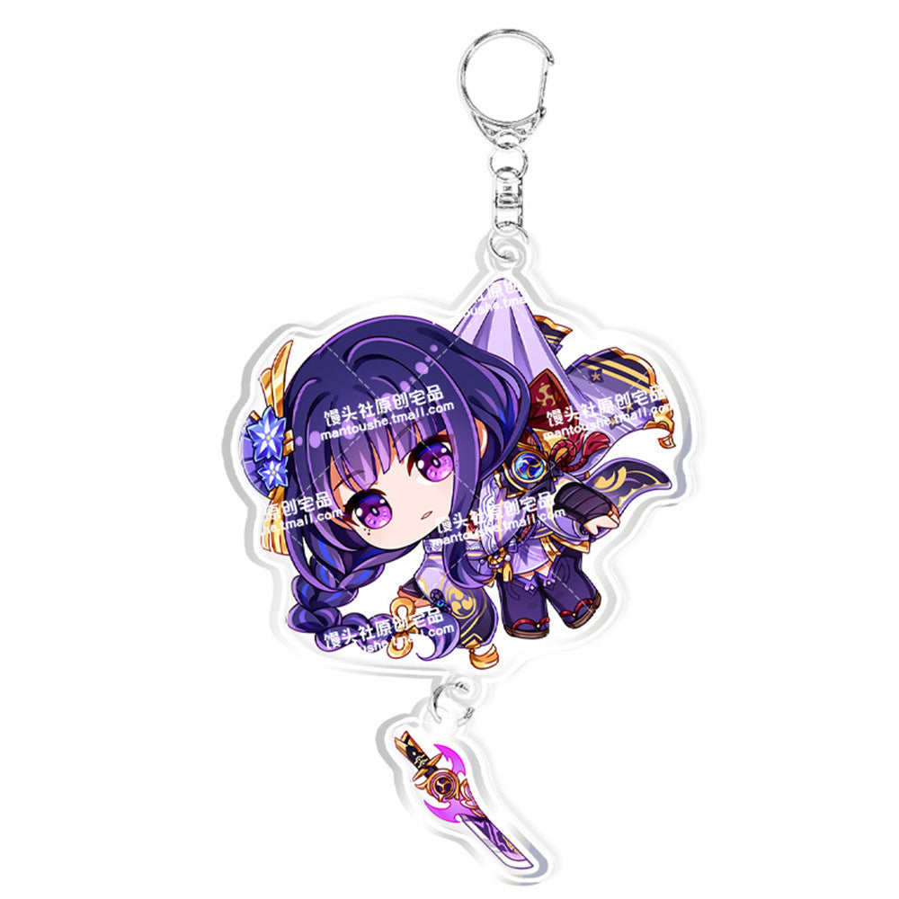 Custom Keychain UV Printed Genshin Cosplay Fan Gift Transparent Holographic Acrylic Keychain