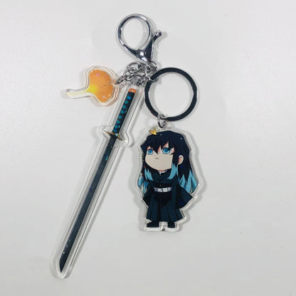 Demon Slayer Acrylic Keychain with Sword  Tanjiro Kamado, Zenitsu Agatsuma, Nezuko Kamado Anime Keyring Pendant