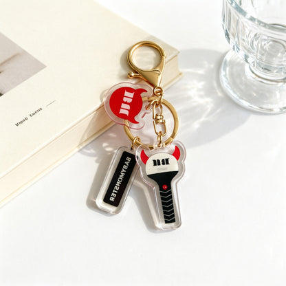 Custom Kpop Style Acrylic Light Keychain  Cartoon Photo Pendant for Gifts Souvenirs Fans