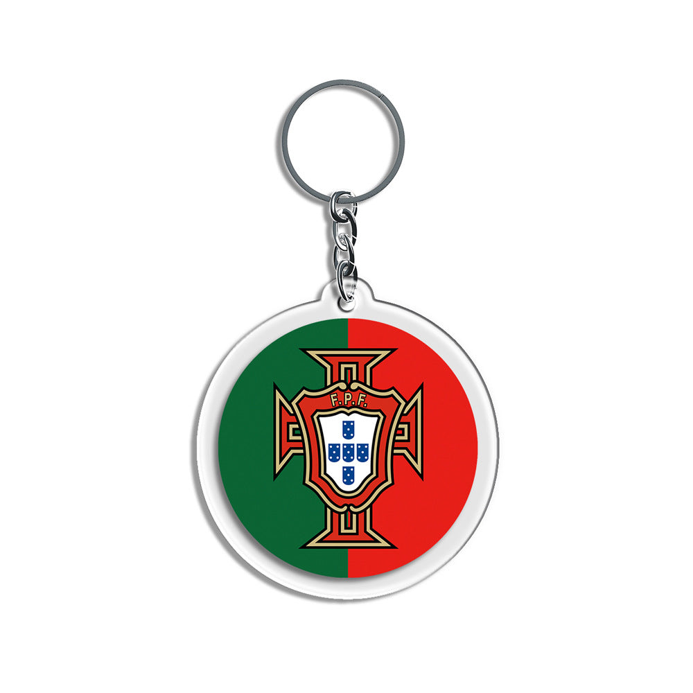 2026 Football National Flag Acrylic Keychain | Round Sports Fan Souvenir