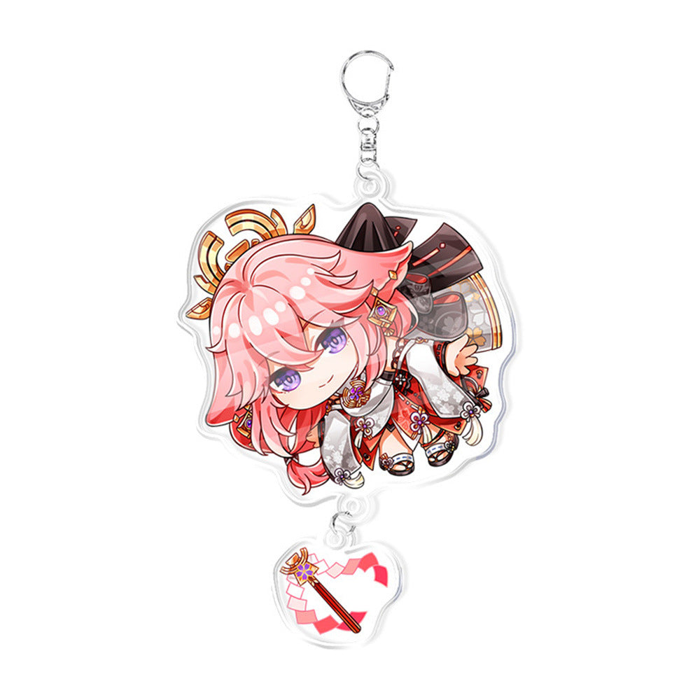 Custom Keychain UV Printed Genshin Cosplay Fan Gift Transparent Holographic Acrylic Keychain