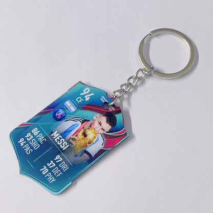 Football Player Scorecard Acrylic Keychain | UV Printed Sports Fan Collectible