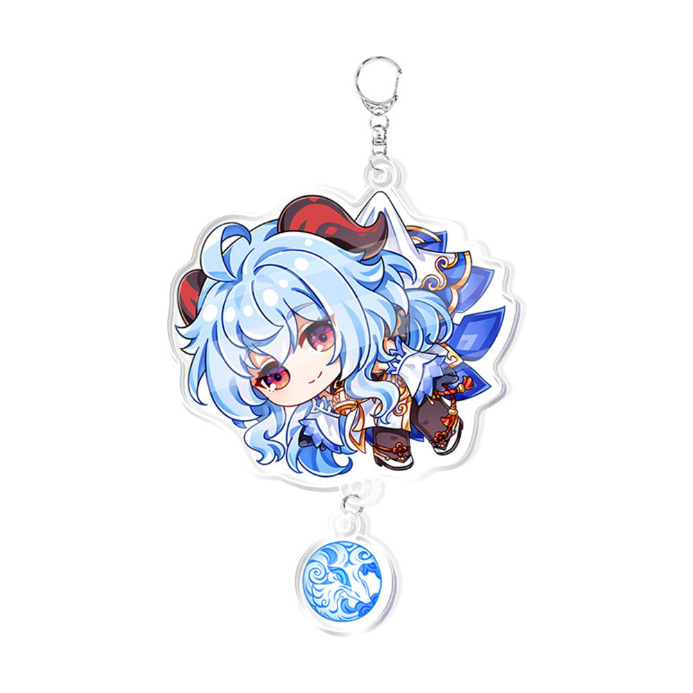 Custom Keychain UV Printed Genshin Cosplay Fan Gift Transparent Holographic Acrylic Keychain