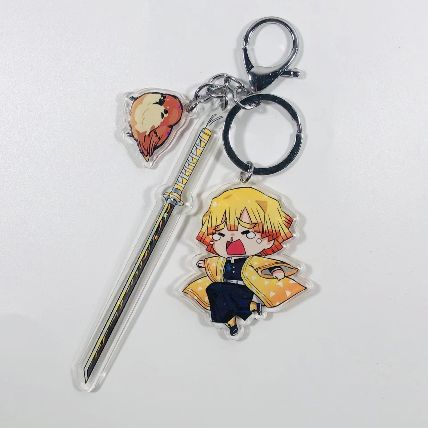 Demon Slayer Acrylic Keychain with Sword  Tanjiro Kamado, Zenitsu Agatsuma, Nezuko Kamado Anime Keyring Pendant