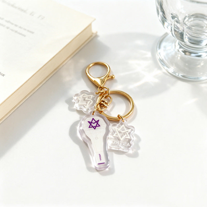 Custom Kpop Style Acrylic Light Keychain  Cartoon Photo Pendant for Gifts Souvenirs Fans