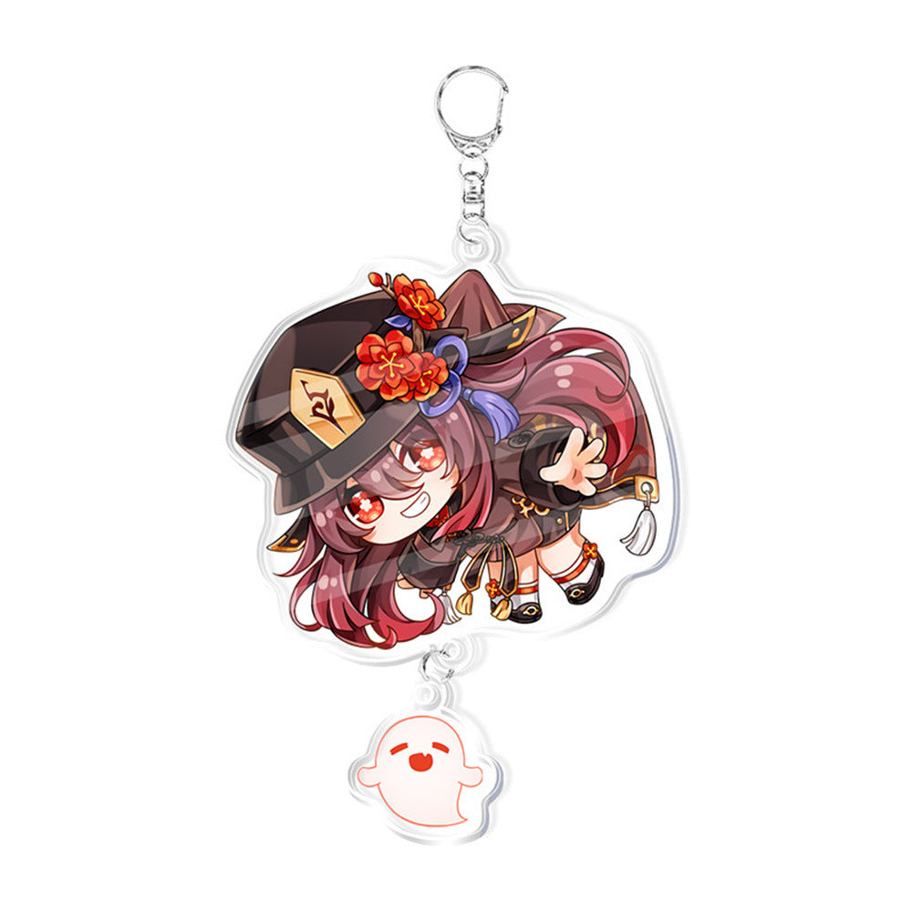 Custom Keychain UV Printed Genshin Cosplay Fan Gift Transparent Holographic Acrylic Keychain