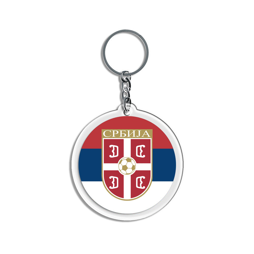 2026 Football National Flag Acrylic Keychain | Round Sports Fan Souvenir