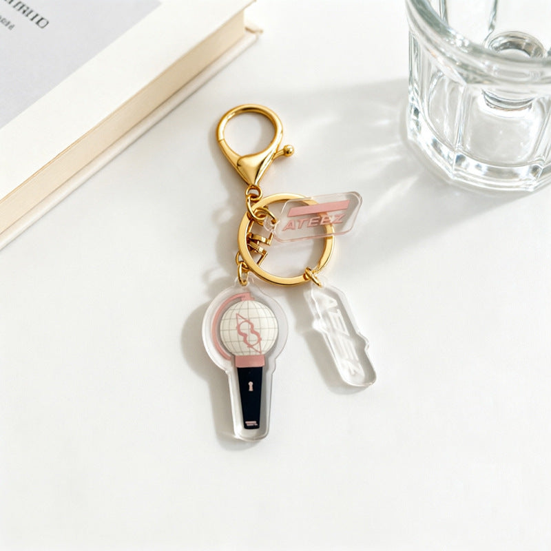Custom Kpop Style Acrylic Light Keychain  Cartoon Photo Pendant for Gifts Souvenirs Fans