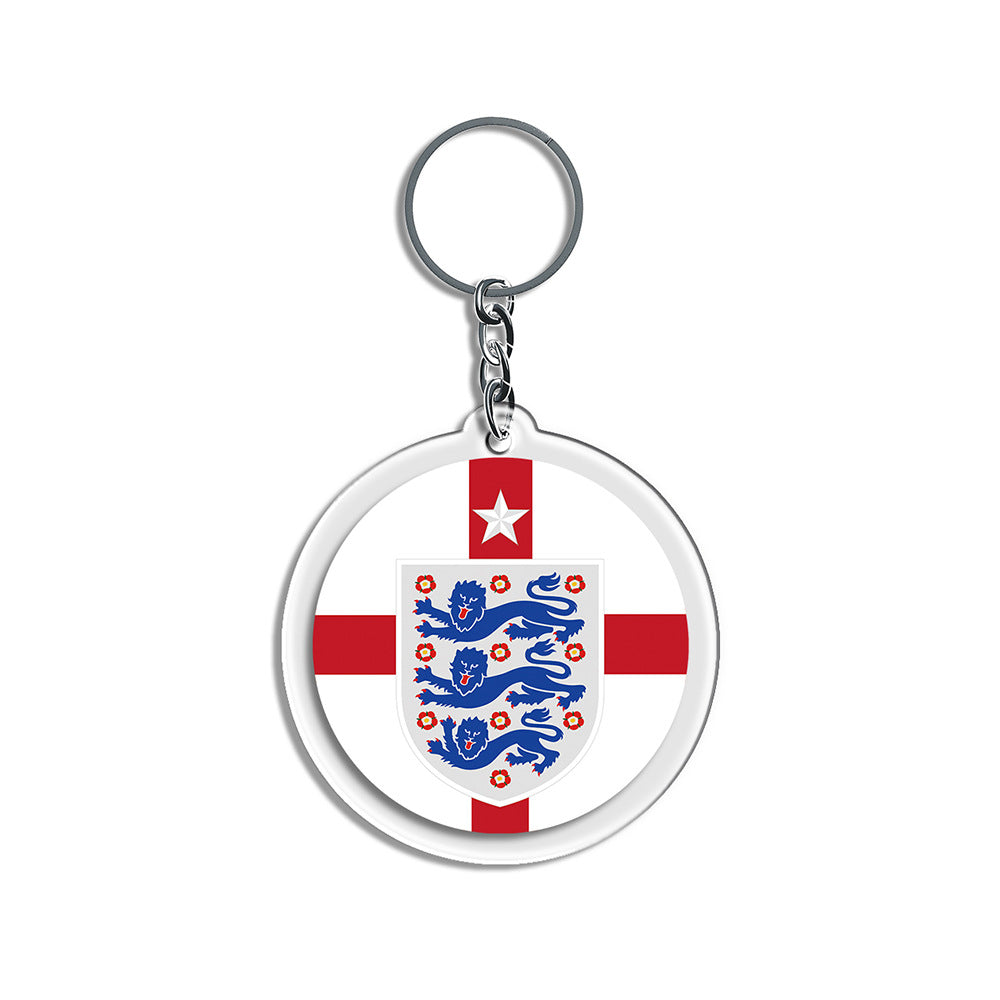 2026 Football National Flag Acrylic Keychain | Round Sports Fan Souvenir