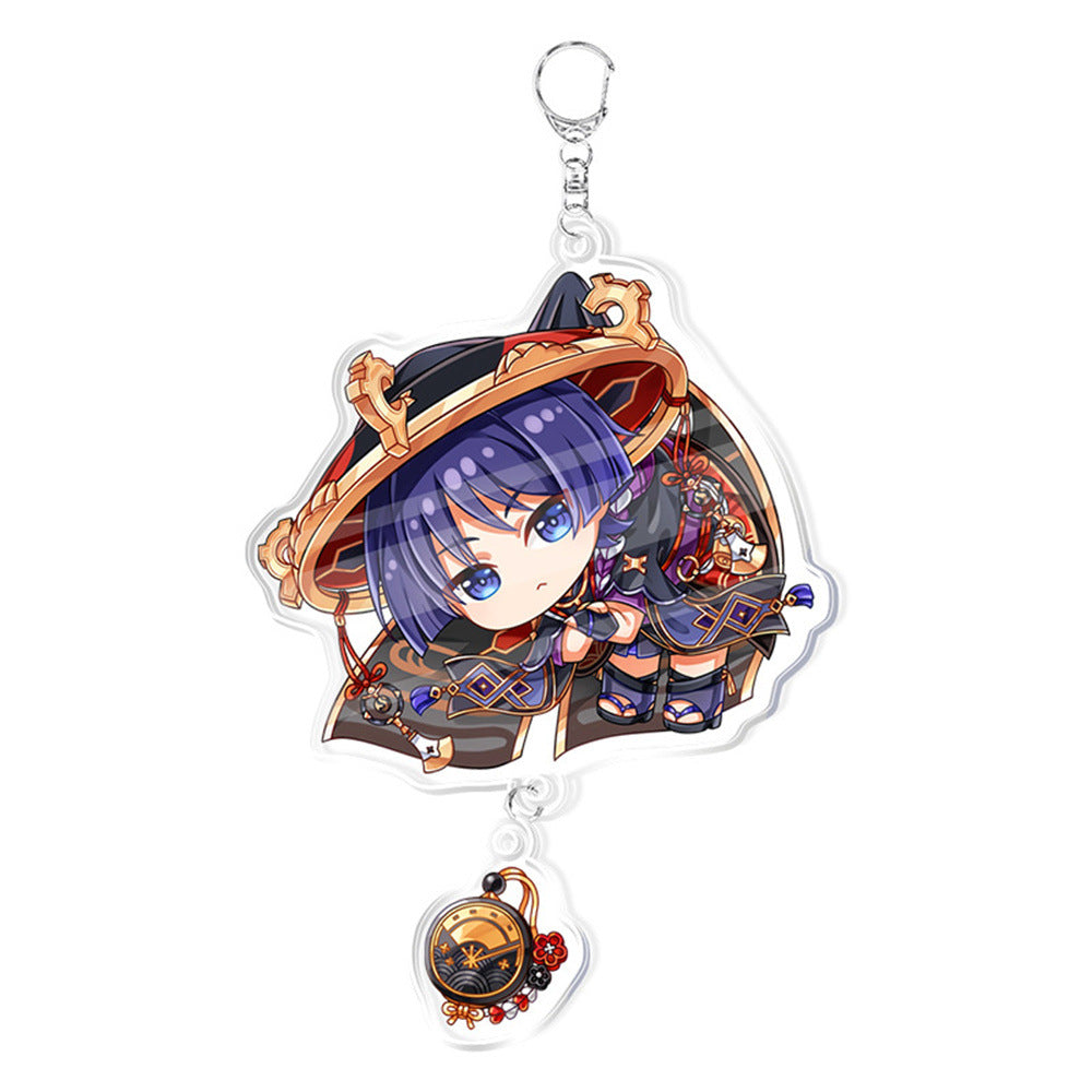 Custom Keychain UV Printed Genshin Cosplay Fan Gift Transparent Holographic Acrylic Keychain