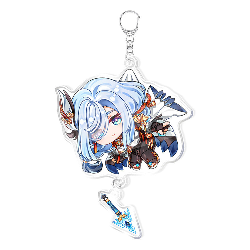 Custom Keychain UV Printed Genshin Cosplay Fan Gift Transparent Holographic Acrylic Keychain