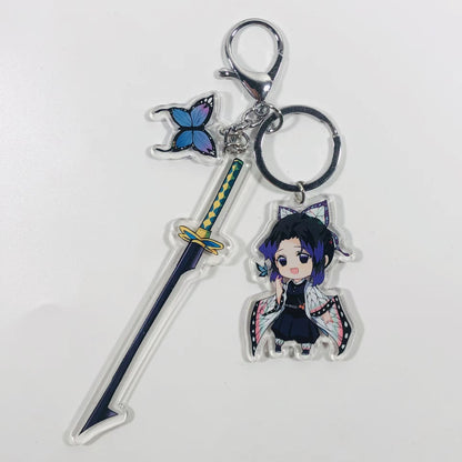 Demon Slayer Acrylic Keychain with Sword  Tanjiro Kamado, Zenitsu Agatsuma, Nezuko Kamado Anime Keyring Pendant