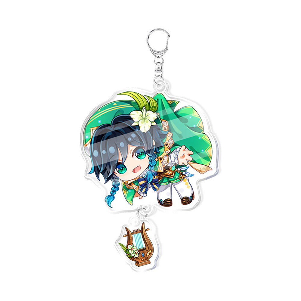 Custom Keychain UV Printed Genshin Cosplay Fan Gift Transparent Holographic Acrylic Keychain