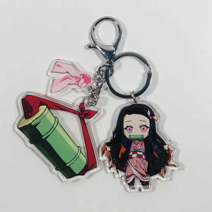 Demon Slayer Acrylic Keychain with Sword  Tanjiro Kamado, Zenitsu Agatsuma, Nezuko Kamado Anime Keyring Pendant