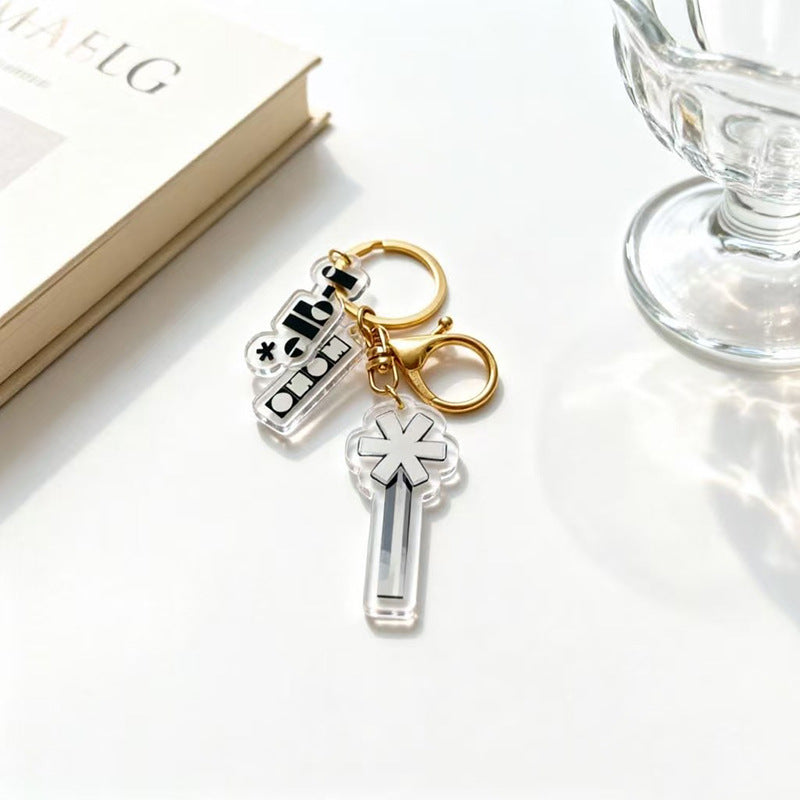 Custom Kpop Style Acrylic Light Keychain  Cartoon Photo Pendant for Gifts Souvenirs Fans
