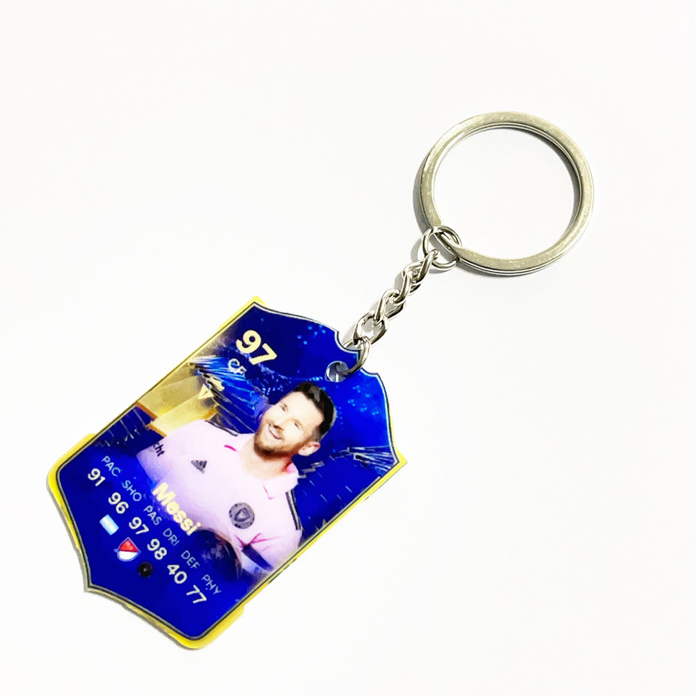 Football Player Scorecard Acrylic Keychain | UV Printed Sports Fan Collectible