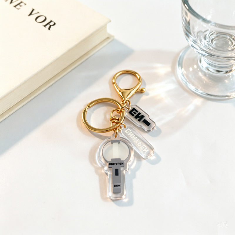 Custom Kpop Style Acrylic Light Keychain  Cartoon Photo Pendant for Gifts Souvenirs Fans