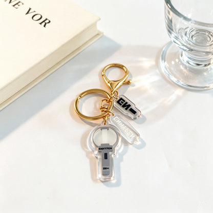 Custom Kpop Style Acrylic Light Keychain  Cartoon Photo Pendant for Gifts Souvenirs Fans
