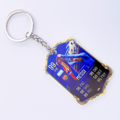 Football Player Scorecard Acrylic Keychain | UV Printed Sports Fan Collectible