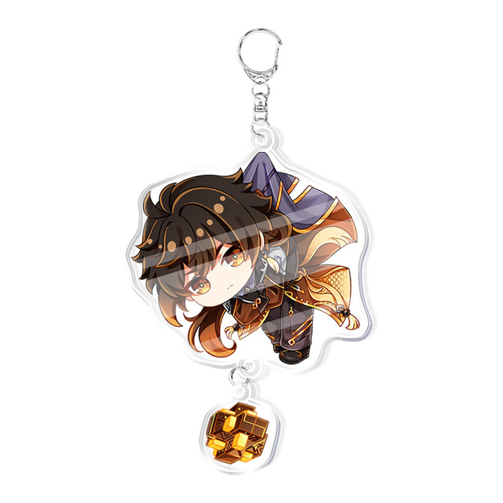 Custom Keychain UV Printed Genshin Cosplay Fan Gift Transparent Holographic Acrylic Keychain
