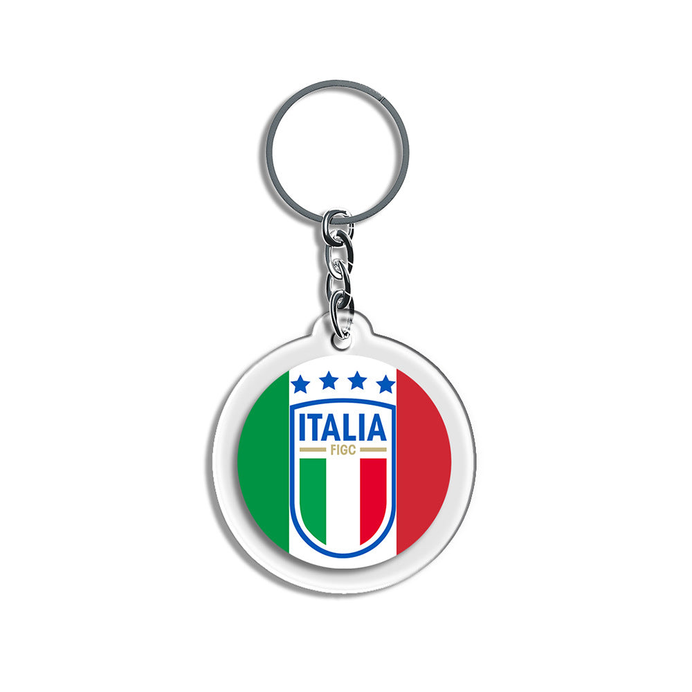 2026 Football National Flag Acrylic Keychain | Round Sports Fan Souvenir