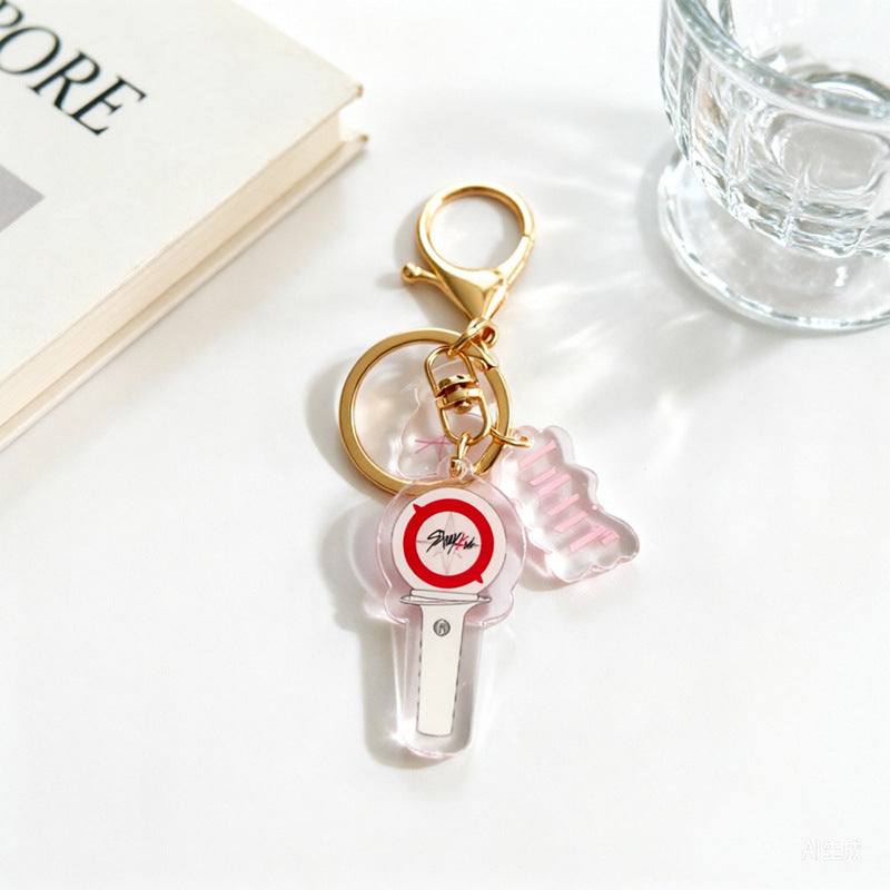 Custom Kpop Style Acrylic Light Keychain  Cartoon Photo Pendant for Gifts Souvenirs Fans