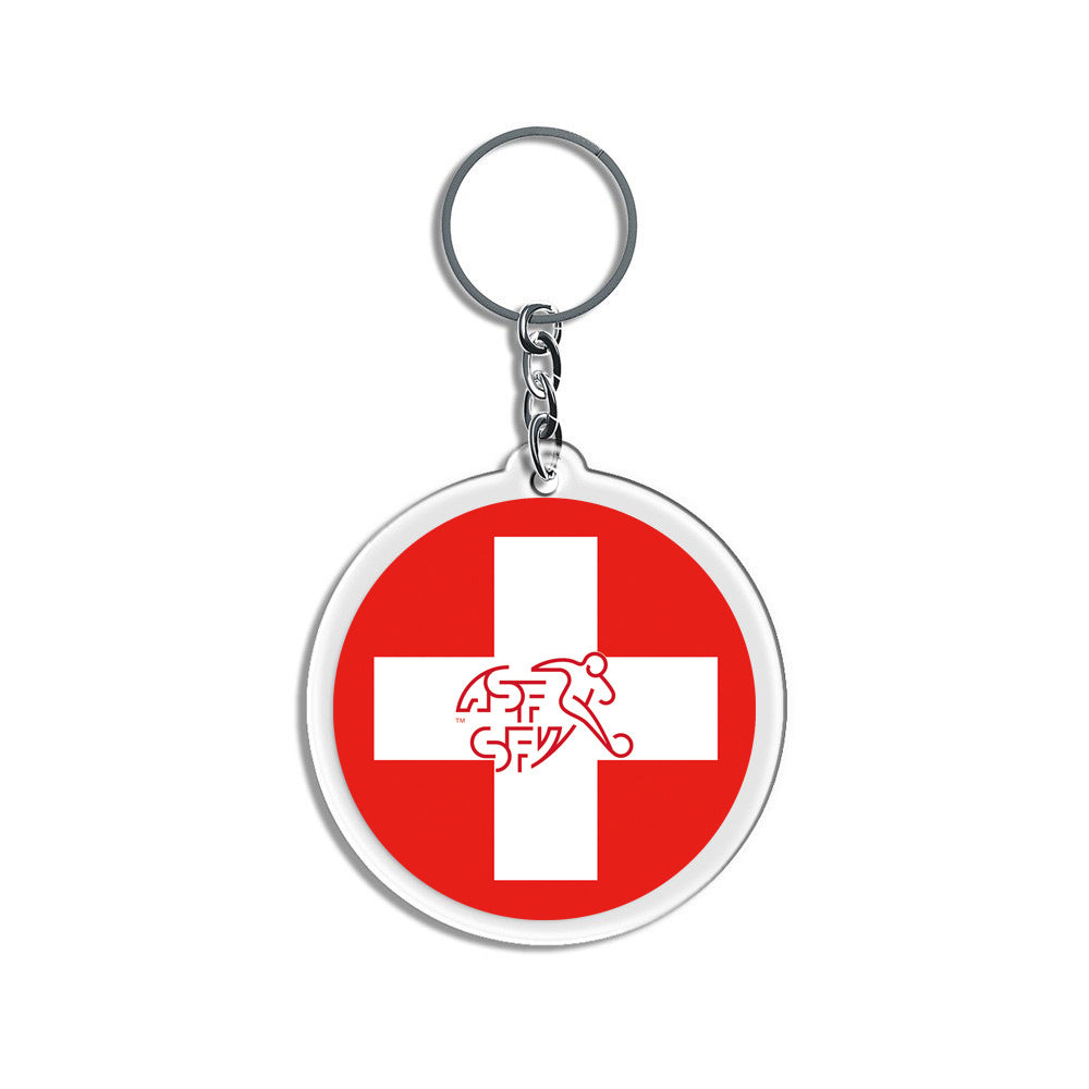 2026 Football National Flag Acrylic Keychain | Round Sports Fan Souvenir