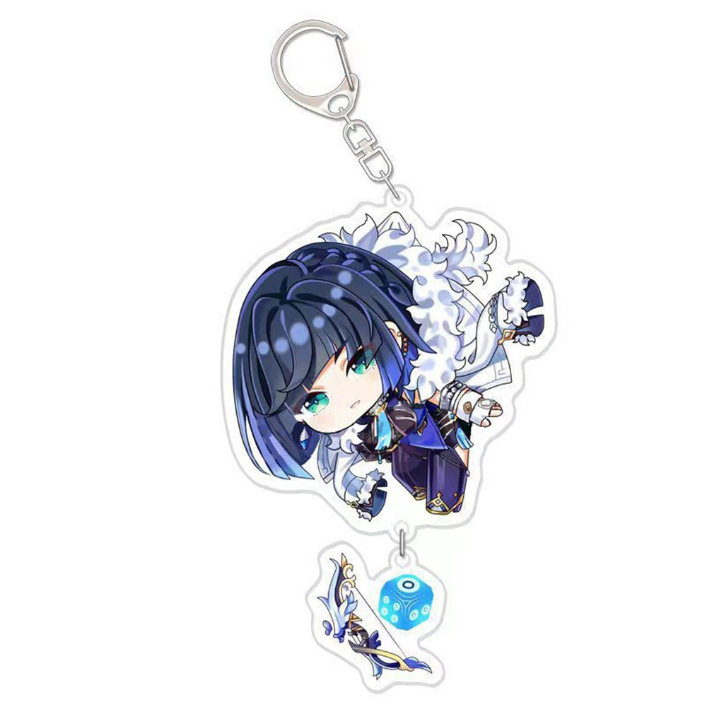 Custom Keychain UV Printed Genshin Cosplay Fan Gift Transparent Holographic Acrylic Keychain