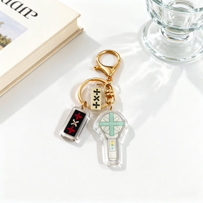 Custom Kpop Style Acrylic Light Keychain  Cartoon Photo Pendant for Gifts Souvenirs Fans