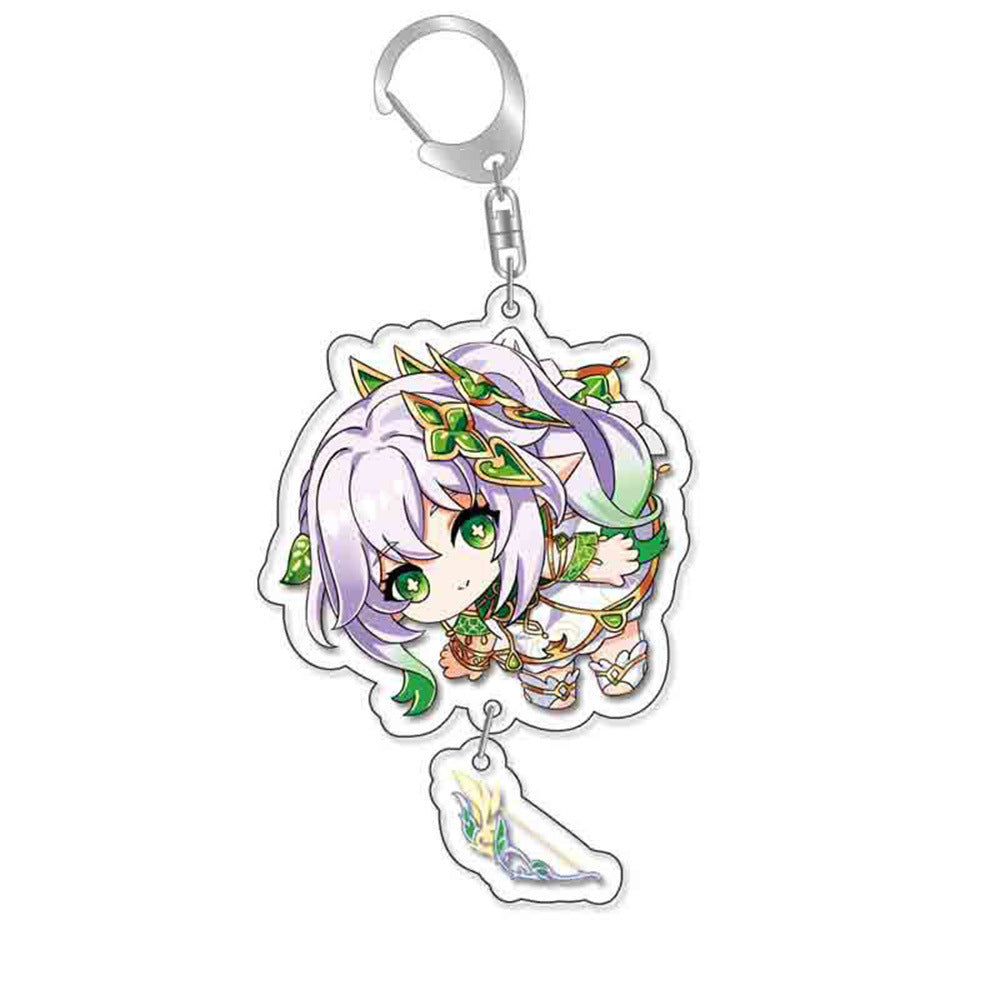 Custom Keychain UV Printed Genshin Cosplay Fan Gift Transparent Holographic Acrylic Keychain