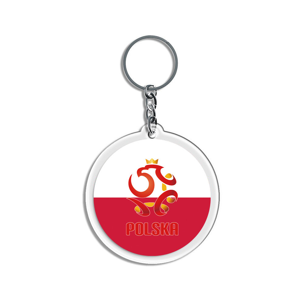 2026 Football National Flag Acrylic Keychain | Round Sports Fan Souvenir