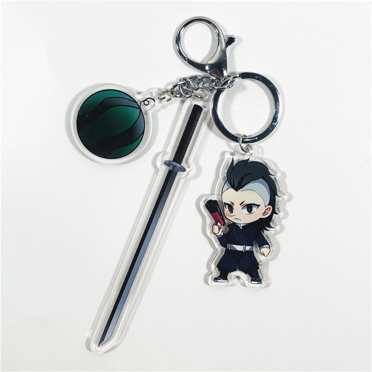 Demon Slayer Acrylic Keychain with Sword  Tanjiro Kamado, Zenitsu Agatsuma, Nezuko Kamado Anime Keyring Pendant