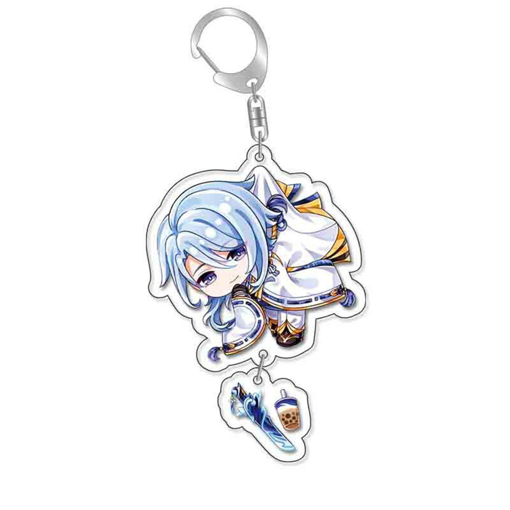 Custom Keychain UV Printed Genshin Cosplay Fan Gift Transparent Holographic Acrylic Keychain