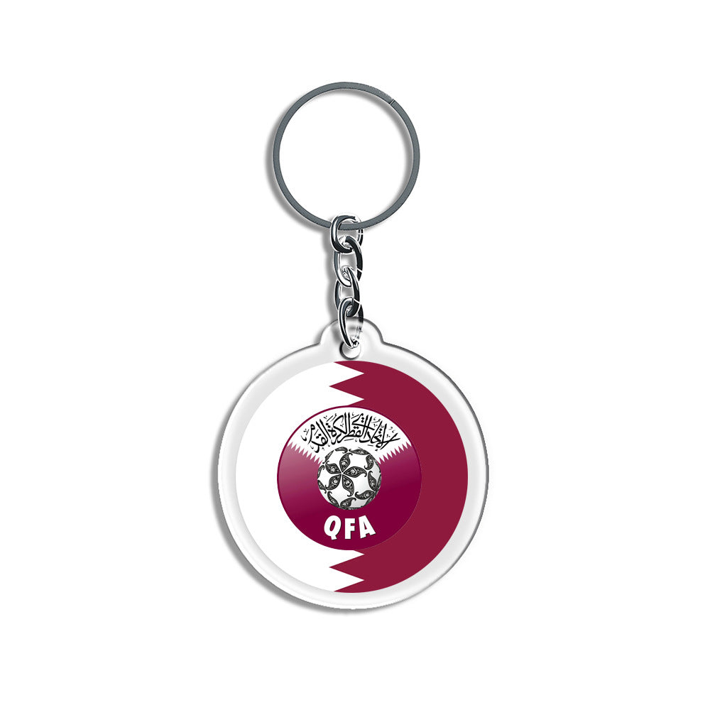 2026 Football National Flag Acrylic Keychain | Round Sports Fan Souvenir